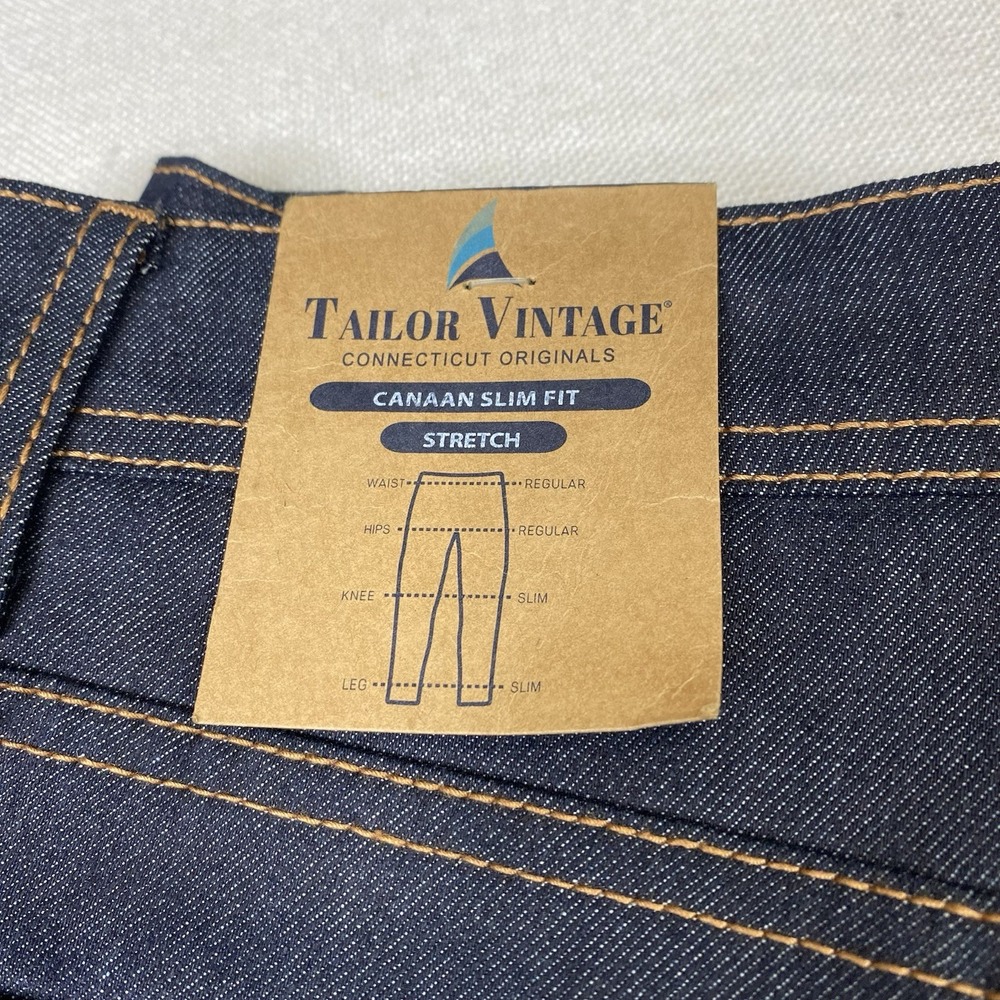 Tailor Vintage Jeans Mens 38x30 Canaan Slim Fit Stretch Indigo‎ Rinse Wash - Picture 6 of 14